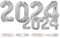 FUNXGO Folienballon Silber 2024-100cm & 38cm - Zahlenluftballons - Luftballonzahl 2024 für Neujahr - Dekoballon 2024 für Silvester in Silber
