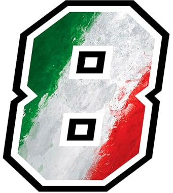Adesivo NUMERO GARA - Gara Cross Pista Auto Moto Stickers (12 cm, 8, Bandiera Italiana)