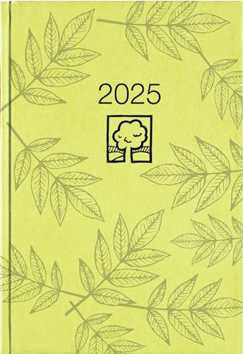 Zettler - Wochenbuch 2025 grün, 14,6x21cm, Taschenkalender mit 128 Seiten im Kartoneinband, Tages- und Wochenzählung, Mondphasen, Recyclingpapier und internationales Kalendarium