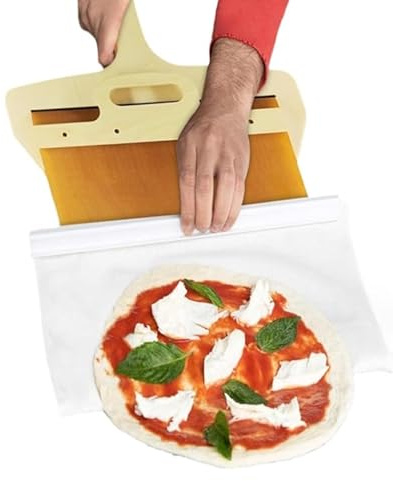 LVTFCO Sliding Pizza Storage Plate, Pizza Scraper, Wooden Pizza Storage Plate, Baking Tool with Handle, Baking Utensils, Sliding Pizza Peel for Indoor and Outdoor Ovens (55 x 45 cm)