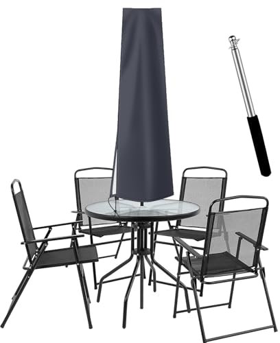 Dafire Patio Umbrella Cover for 7FT to 9FT Patio Umbrellas,1.7m Parasol Covers (Red 420D),Oxford Fabric Waterproof Market Umbrella Cover with Zip,Parasol Covers for Outdoor Umbrellas with Rod