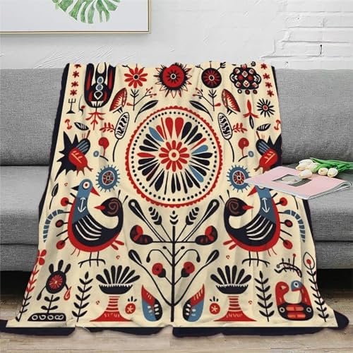 Balkan Ornamente Design Sofadecke Decke Couchdecke Fleecedecke 3D Druck Weichen Flauschig Kuscheldecke Flauschig Warm Tagesdecke Bett Decken for Erwachsene Kinder 40x50inch(100x130cm)