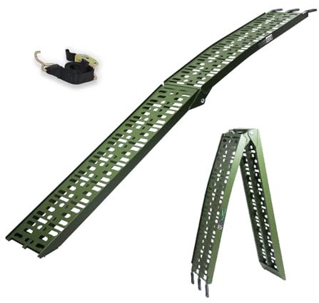 TRUTZHOLM 1x Auffahrrampe klappbar 228 cm Traglast 340 kg Alu Militärgrün gelocht Motorradrampe Verladerampe
