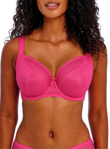 Freya Women's Fancies Underwire Balcony K Cup Bra, Opaque, Hot Pink, 38GG