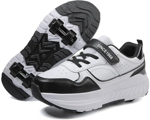 Kmrlofiy Schuhe mit Rollen für Mädchen Jungen Skateboardschuhe Roller Schuhe Turnschuhe Outdoorschuhe Rollschuhe Kinder 2-in-1-Multifunktionsrollschuhe Sneakers mit Rollen (Roll-S10, 36EU)
