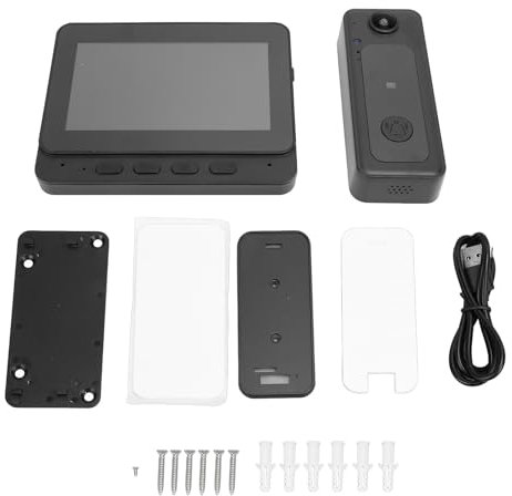KKPLZZ Videocitofono Intelligente, Schermo da 4,3 Pollici, Videocitofono Wireless Bluetooth con Videocamera HD da 8 MP per Visione Notturna a LED, Campanello di Sicurezza Intelligente