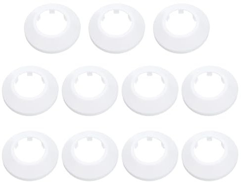 sourcing map 11PCS Pipe Cover Decor 1.3 In/32mm Flange Pipe Cover Decor PP Plastic Plumbing Cover Plates Escutcheon Water Drain Pipe Line Wall Flange Pipe Decorative Cover, White