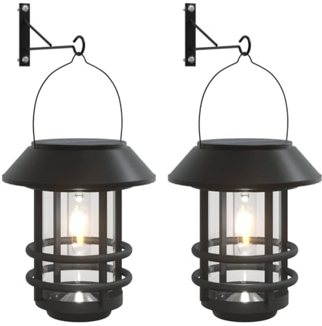 vidaXL Solar Außenwandleuchten 2 Stk., Außenwandleuchte Flackerndes Licht, Wandleuchte mit IP44-Schutzart, Außenleuchte Wandlampe, Weiß