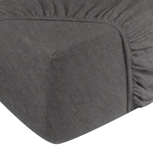 DoubleDry Spannbettlaken Jersey 180x200cm - 100% Baumwolle - Spannbetttuch - 28cm Steg - Grau Melange