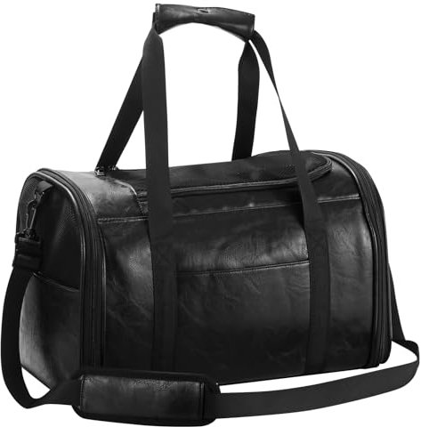 Lasaviin Modische Hundetragetasche aus Leder, von Fluggesellschaften zugelassen, für kleine, mittelgroße Hunde, Katzen unter 6,8 kg, zusammenklappbar, weiche Seiten, Reise-Welpentrage