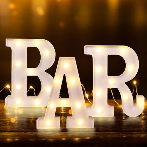 Enseigne Lumineuse Bar, Led Lettres Lumineuses Bar, Panneau De Bar Lumineux, Alphabet Lumineux Lampe, Alimentées Par Piles, Lettre Decoration, Pour Entreprises, Magasins, Bars, Fêtes, Décoration