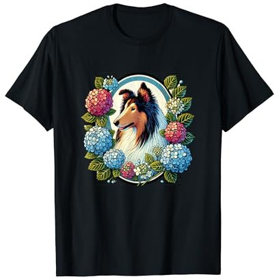 Collie Hortensien Illustration Jugendstil Collies T-Shirt