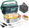 Gentre Fiambrera Electrica 4 en 1 12V/24V/220V~240V Calentador de Comida Portatil con Termo para Coche Camión y Trabajo 1.5L 60W en Acero Inoxidable con Tartera Bolsa Térmica y Juego de Cubiertos