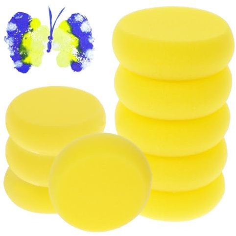 Bewudy 9 Pcs Pottery Sponges, 3Inch Yellow Round Painting Sponge, Artist Sponges Craft Clay Sponge Watercolor Sponges for Face Painting Pottery Ceramics Art Crafts (9)