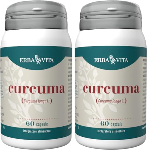 ERBA VITA Integratore Alimentare di Curcuma - 60 Capsule - Utile alla funzionalità articolare (Confezione da 2)