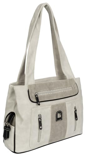 EAAKIE Damen Tasche, Schultertasche, Handtasche, Umhängetasche mit Leder Optik und vielen Fächern