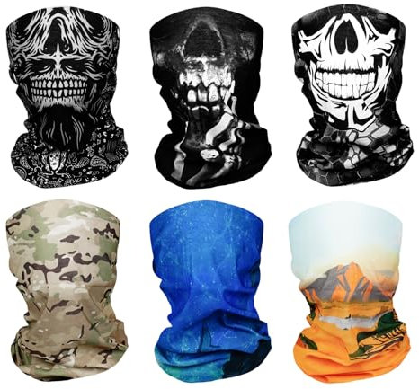 Schlauchschal Herren/Damen, 6 Stück Halstuch Herren, Totenkopf Multifunktionstuch Herren/Damen Scarf, Schlauchtuch Herren, Loop Schal, für Skifahren Motorrad Wandern, Camping, Wandern werden kann