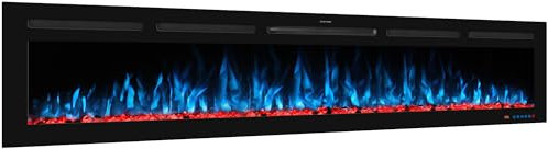 60 in Smart Electric Fireplaces Inserts, Remote & Touch Screen & APP Control, Recessed & Wall-Mounted Fireplace Heater with Thermostat,Multi-Color Flames