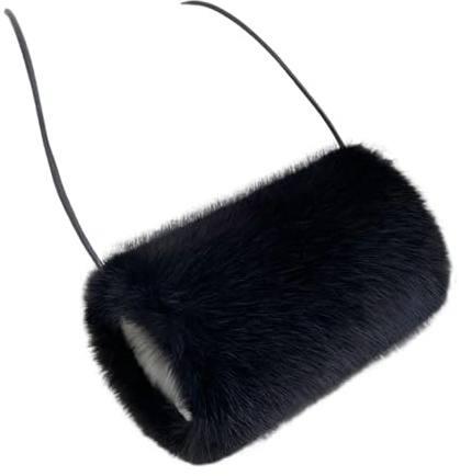 rongweiwang Elegante Fuzzy Armwärmer aus Kunstfell, pelziger Muff Beutel, Tasche aus Kunstfell, Handmuffs für Damen, Winterwärmer, Flauschiger Beutel aus pelzigem Plüsch, A