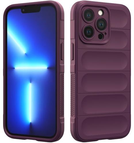 RIIMUHIR Coque en Silicone Compatible avec iPhone 13 Pro Max, Étui Protection Antichoc, Housse avec Protege de Camera, Doublure Douce en Tissu Microfibre Protection Complète (Violet Foncé)
