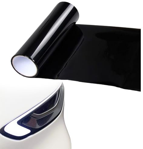 Lámina Tintada para Coche,Lámina Tintada para Faros,Delanteros para Faros,Láminas de Tintado para Traseros,PVC Vinilo Película Autoadhesiva de Tinte de Luz para Automóvil (Negro Oscuro,30x120cm)