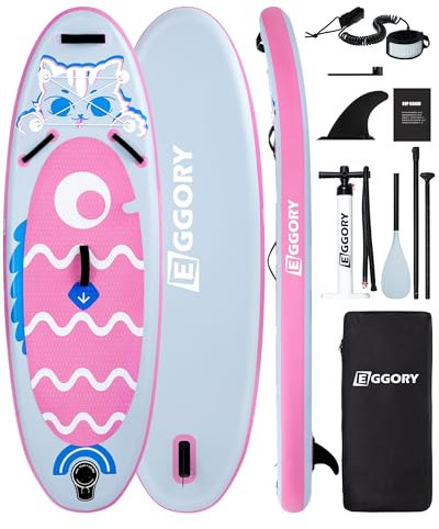Aufblasbares Paddle-Board, Extra Breites Stand-Up-Paddle-Brett, SUP-Board mit Abnehmbarer Finne, Schwimmendes Paddel, Handpumpe, Reise-Board (Cat pink)