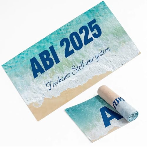 MOAZIFI Abitur 2025 Handtuch Geschenke - Schnelltrocknendes Mikrofaser Strandtuch Abi Plakat Stoff 80x160cm für Abschlussfeiern, Strand und Reisen