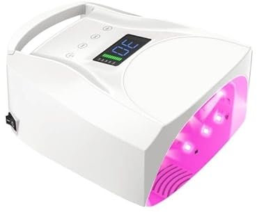 UV Nail Lamp, LED UV Nail Lamp High Power 96W Rechargeable Nail Lamp UV LED Nail Dryer Red Light Beads for Curing Polish Nail Manicure Electric Acetone Protect,for Gel Nails(Bianco)