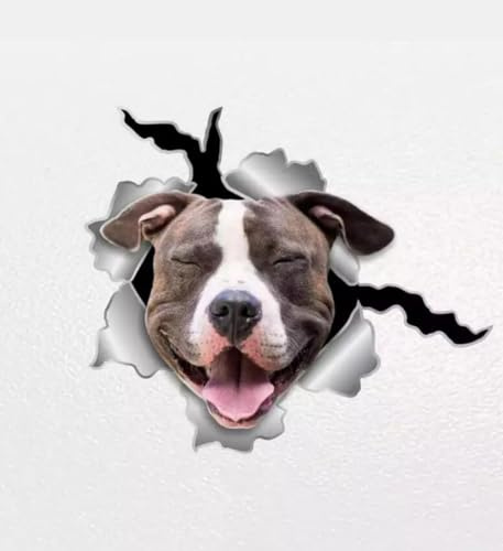 Pitbull Hund Aufkleber, 3D Durchbruch-Effekt, Wasserfester Vinyl-Aufkleber für Auto, Laptop, Fenster, Kühlschrank (15cm/5.9 Inch)