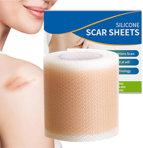 Patch en Silicone pour Cicatrices, 1.6'' × 19.7'' Ruban Adhésif Respirant de Qualité Médicale pour Cicatrices, Feuilles Cicatricielles Flexibles Professionnelles pour Adoucir et Aplatir les Cicatrices