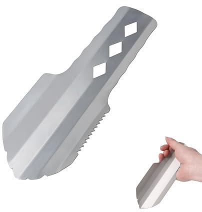 AFIODA Ultralight Backpacking Trowel Aluminum Shovel – Compact Potty Multitool with Extended Handle for Hiking, Camping, and Survival Kits (Sliver)