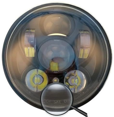 5.75 inch Headlight Assembly with Parking Light High Low Beam 5 3/4 Motorcycle Led light Compatible With Night Train Sportster Dyna Softail(Black)