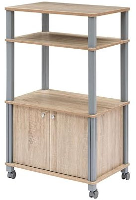 COSTWAY Carrito de Cocina Soporte para Microondas y Horno con Ruedas Estante Organizador Almacenamiento (Color Madera)