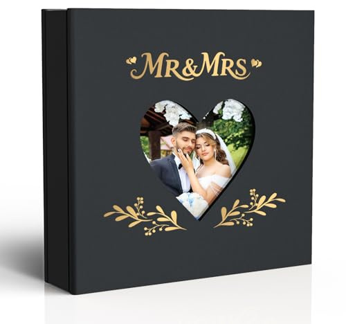 Barsone Linen Wedding Photo Album 4x6 with 400 Pockets(Large Capacity Customizable Memory Book, Custom Engraved Cover, Bridal Photo Album for Engagement, Gifts & Memory Keepsake)
