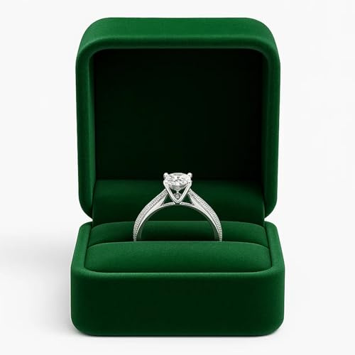 IAndhy Engagement Ring Box, Wedding Ring Box for 1 Rings for Ceremony, Ring Box Wedding Day, Box for a Ring, Green Color Storage and Display Solution