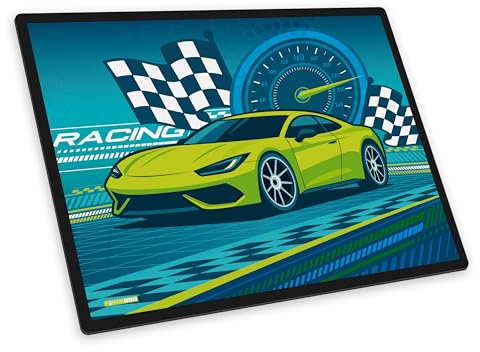 itenga Schreibunterlage – Schreibtischunterlage mit Motiv Rennauto Serie „Nitron“ Racing abwischbar & rutschfest, glatte Oberfläche, 40×53 cm Schöne Schreibunterlage für Kinder & Jugendliche