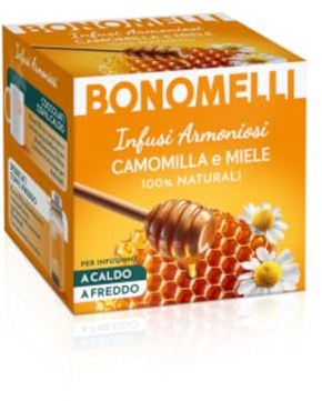 Bonomelli - Infusi Armoniosi - Camomilla e Miele, Confezione da 12 filtri - Infusione a Caldo e a Freddo, Ingredienti 100% Naturali, (24g)