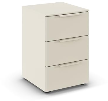 Rauch Möbel Flipp, Nachttisch, Farbe Beige, Maße 40x61x42 cm | Nachtkommode, 3 Schubladen, Soft-Close-Funktion, für Schlafzimmer, Kinderzimmer, Jugendzimmer, Gästezimmer