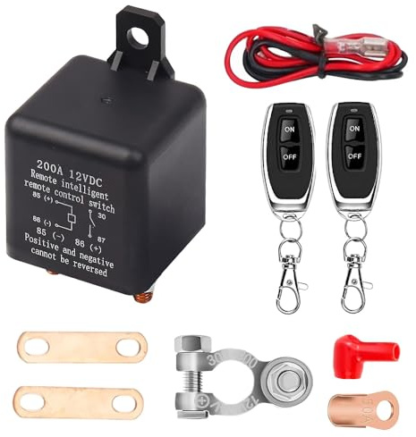 LYPPUL Disjoncteur de Batterie 12 V avec Télécommande, Coupe-Batterie Télécommandé, Interrupteur de Batterie 12V 200A, Interrupteur Antivol pour Voiture, Camion, Moto, Bateau, Camping-Car, Yacht
