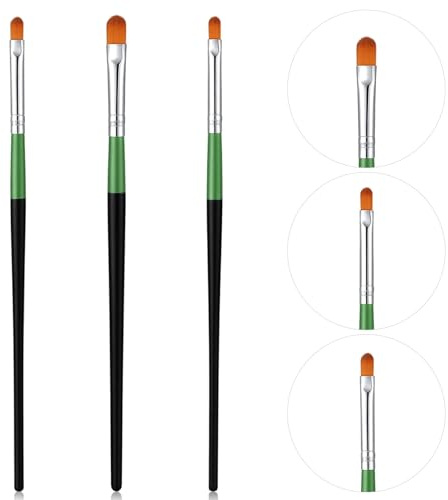 Lot de 3 pinceaux ronds extra plats et applicateurs de fard à paupières pour estomper les pinceaux plats anti-cernes pour sourcils, fard à paupières, outil de maquillage polyvalent pour une