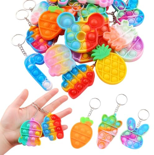CEJAS 20 Pièces Porte-clés Pop Enfant, Mini-Jouets Fidget, Anti-Stress Enfants, Cadeaux de fête pour Les Enfants de 4-8, Goodie Bag Stuffers pour Les Prix de la Salle de Classe