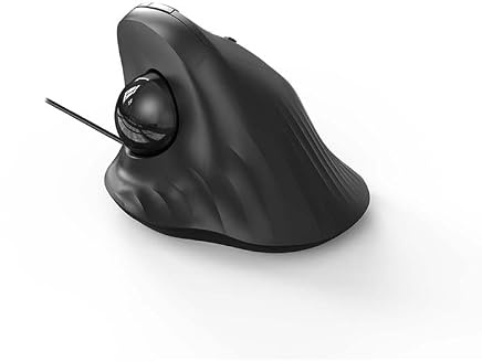JOMAA Kabelgebundene Trackball-Maus – Ergonomisches Design mit 6 Tasten und CPI-Umschalter (400/800/1200/1600 CPI), rote LED-Anzeige, 250 Hz Abfragerate, für PC, Laptop, Computer (Schwarz)