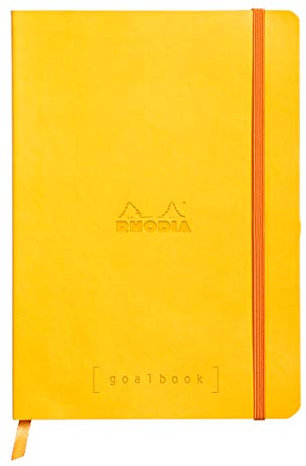 Rhodia 117756C Notizheft Goalbook (DIN A5, 14,8 x 21 cm, Dot, praktisch und trendige, mit weichem Deckel, 90g, elfenbeinfarbigem Papier, 120 Blatt, Gummizug, Lesezeichen) 1 Stück, Gelb