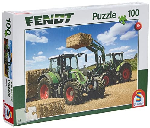 Schmidt CGS_56256 Puzzle: 100 Tractor Cargo Front Loader Fendt, Multicolor