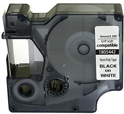NEOUZA 1805442 Kompatibel Für Dymo RHINO Industrie IND Permanent Polyester Etiketten Schriftband Schwarz Länge 5,5m (schwarz auf weiß, 6mm) EINWEG
