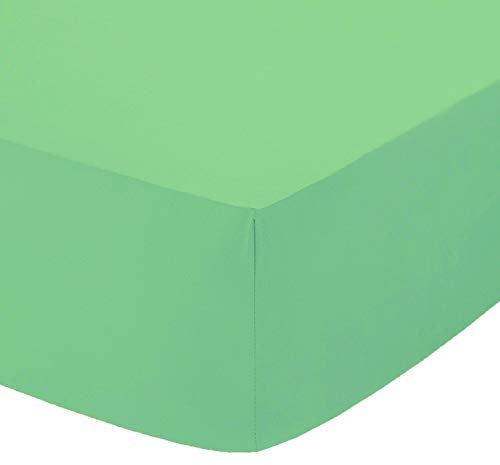 AmigoZone Non Iron Pollycotton Percal Quality Plain Fitted Sheet Or Pillow Cases (4FT Small Double, Mint Green)