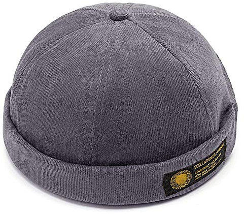 Herrenmütze, Dockermütze, Beanie, Matrosenmütze, Arbeitermütze, Rollmanschette, Retro, randlos, verstellbar, 7019-Grau, Einheitsgröße