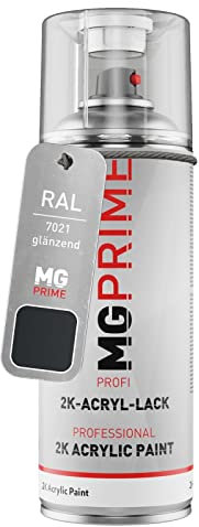 MG PRIME RAL 7021 Gris noir/Black grey brillant acrylique bombe aérosol 2C 400ml séchage rapide