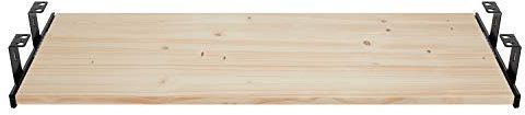 FIX&EASY Guide scorrevoli con ripiano 600X400mm cassetto abete rosso pino legno massiccio, binario scorrevole con blocco nero 400mm, estraibili supporto tastiera mouse laptop sotto scrivania tavolo pc