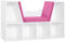 HOMCOM Bibliothèque Banc 2 en 1 Design Contemporain 6 casiers 3 Coussins fournis 102L x 30l x 61H cm Blanc Rose